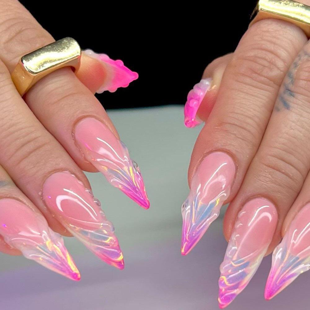 Y2K Sıcak Kız Tarzı Badem Uçlu Nail Art Uçları - Uzun Süre Kalıcı Avrupa & Amerikan Tırnak Çıkartmaları