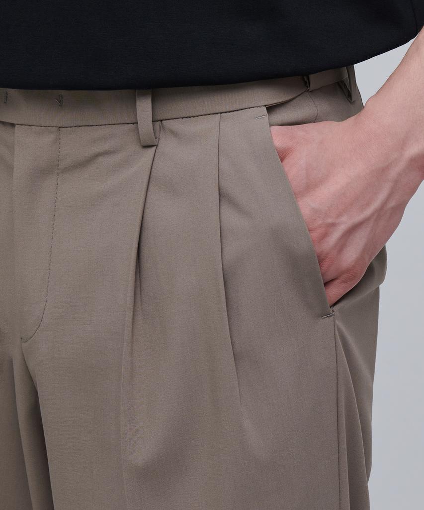 MUSINSA STANDARD [Cooltandard] Real Wide Hidden Elastic Waist Slacks [Dusty Beige]
