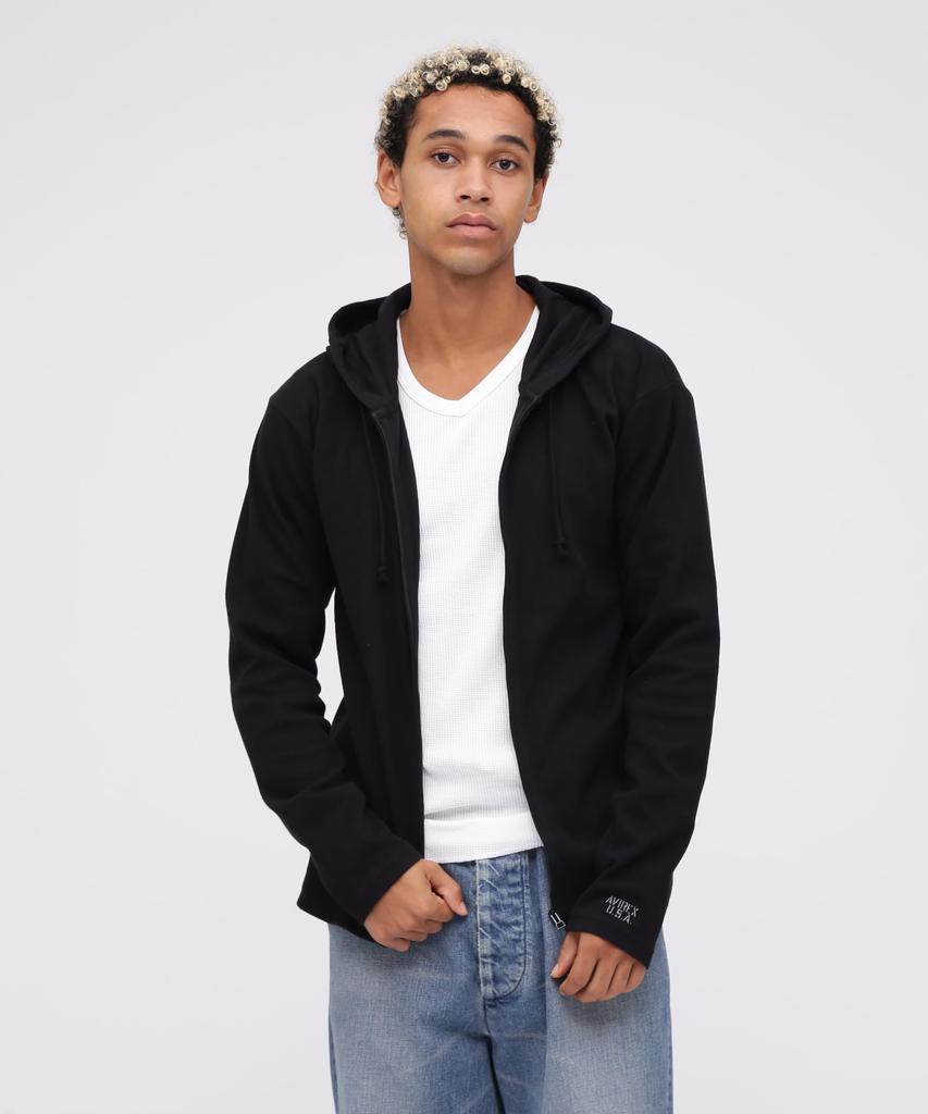 Avirex Daily Volledige Rits Rib Gebreide Parka, Maat M, 6153641, Zwart