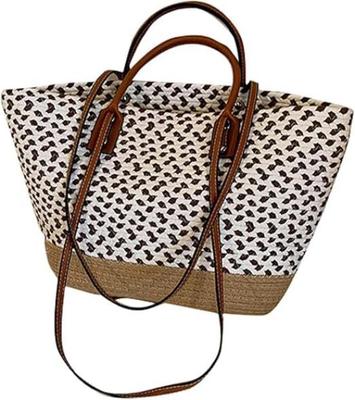 KSLAT Straw-Woven Basket Bag, Large Capacity Tote Bag, Perfect for Beach, Resort, or Beach, Handbag, Shoulder Bag, Stylish and Cute Summer Bag,