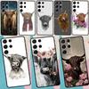 Highland Cow Scottish Art Phone Case For Samsung Galaxy S25 S23 S22 S21 Ultra S9 S10 S20 Plus S24 FE Funda Cover Shell