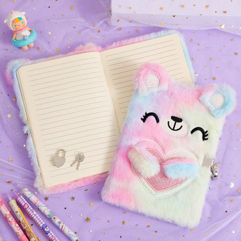 Cute Bear Notebook With Lock Kawaii Diary A5 Agenda Planner Organizer Sketchbook