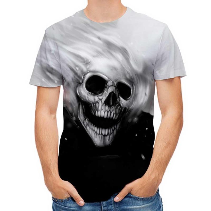 Men's T-shirt Casual 3D Printed Skull Pattern Summer Casual Short Sleeved T-shirt