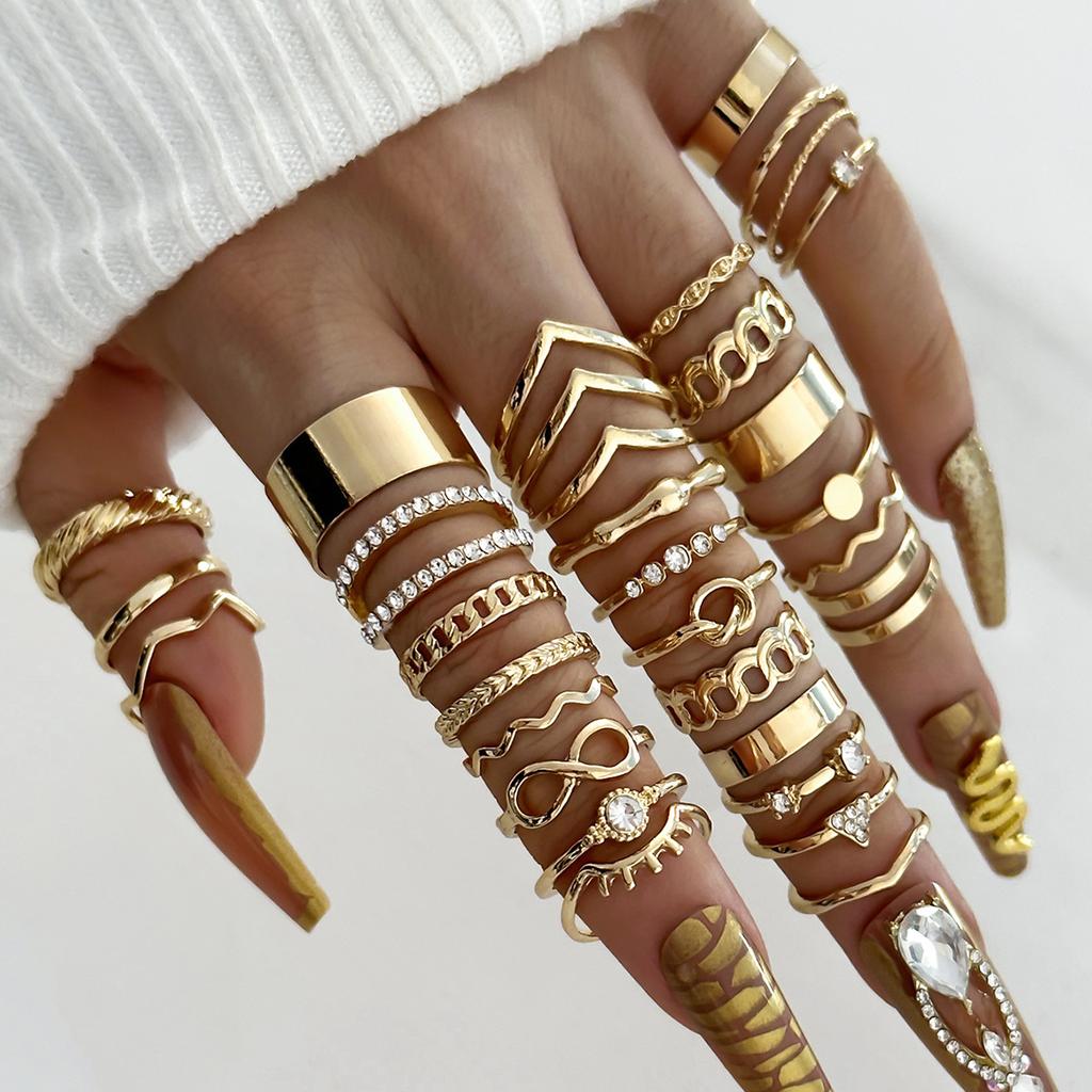 30 Stück Bohemian Geometrisches Knöchelringe Set Für Frauen Gold Silber Farbe Fingerring Mädchen Mode Party Schmuck Zubehör