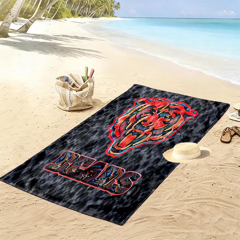Chicago Bears Print Strandtuch, Großes Weiches Schnelltrocknendes Handtuch für Strand Camping Schwimmen