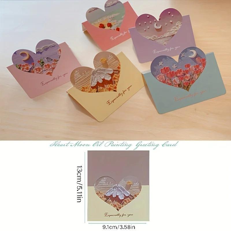 10 Sheets Cartoon 3D Oil Painting Greeting Card Handwritten Greeting Card Invitation Card Message and Greeting Card Student Gift Cards