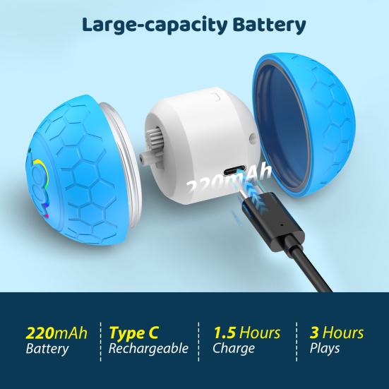 Interaktiv kjæledyrballleke Automatisk rullende Smart ball Hundeleke Elektrisk sprettball med LED-lys for Små/Middels Hunder Katter