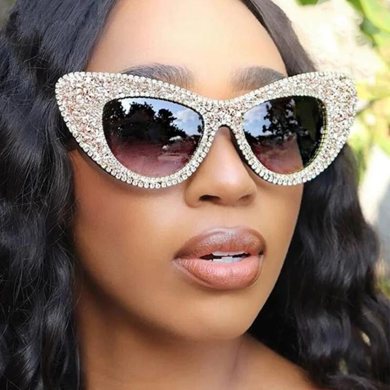 Classic Oversized Cat Eye Diamond Cake Sugar Sun Glasses Glasses Wome For Female Luxury Designer Style Style Punk Elegant Sun Eyeglasses Shades