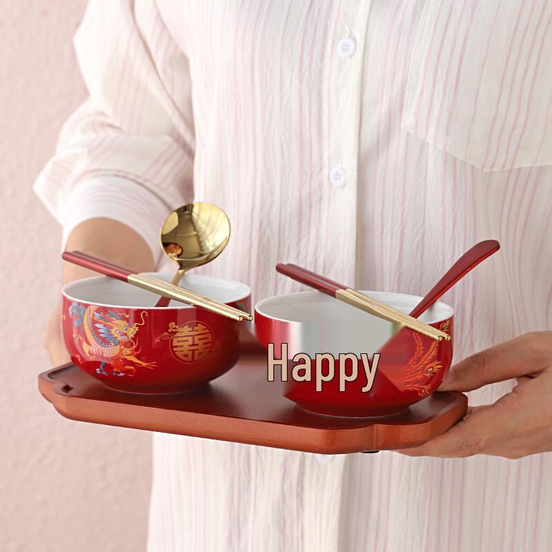 Dragon Phoenix Wedding Bowl & Chopstick Gift Set