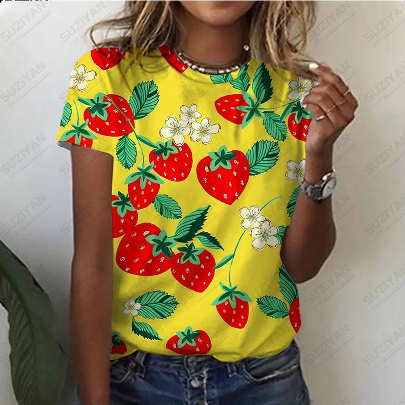 Women's T-shirt Summer New Fruit Orange 3D Printed Short Sleeve T Shirt Women Round Neck Pullovers Casual Men