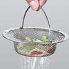 Kitchen Sink Strainer, Stainless Steel Mesh Drain Basket with Handle, Rust Proof Filter for Bathroom