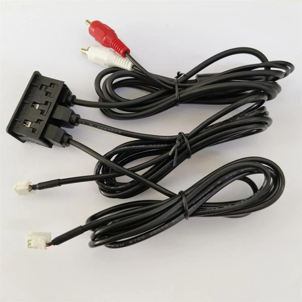 Car Navigation 4 Pin 6 Pin To Dual USB+RCA Audio Input AUX Port Panel Interface Extension Cable Adapter Panel