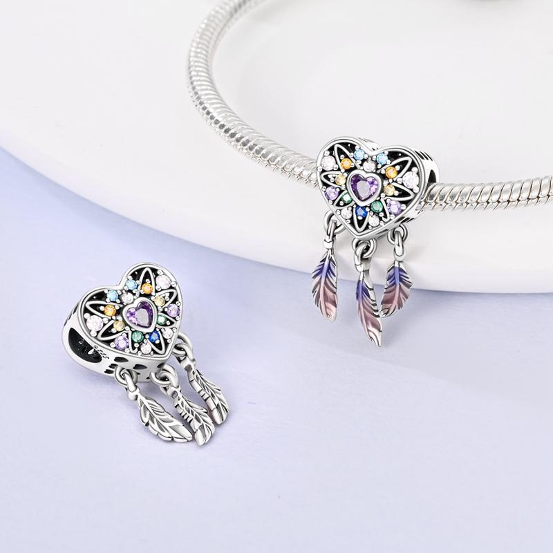 Copper Metal Colorful Dreamcatcher Charm Bead Components Pendant Bead Components Compatible With Authentic Original Bracelets Elegant Exquisite Do It