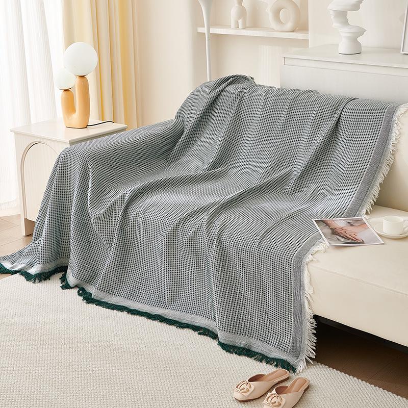 Sofa Cover  Dust Proof Sofa Cushion Cover Anti-cat Scratch Protection Cover Sofa Blanket Carpet Tassel Edge Waffle Couch Cover