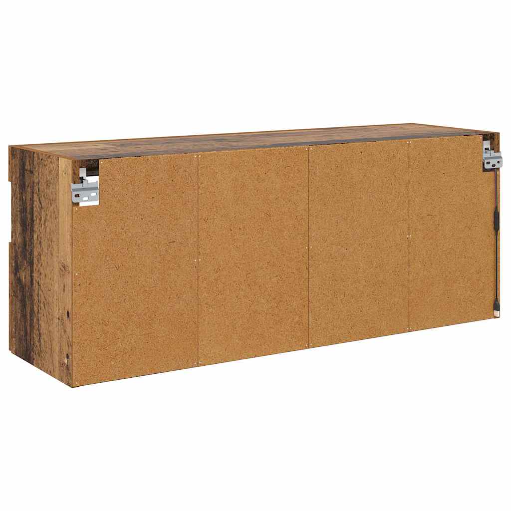 Wall Mounted TV Cabinet with LED Lighting Reclaimed Wood Look 100 X 30 X 40 Cm Particleboard