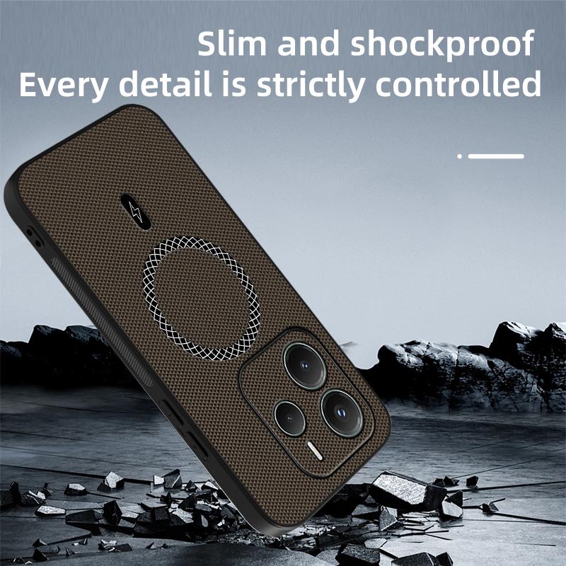 Pour Redmi Note 14 Étui Magnétique Fin Texture Cuir Ajusté Pour Redmi Note 14 Pro Plus Coque Anti-Choc Anti-Empreintes Digitales