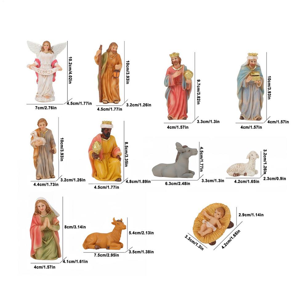 Christmas Nativity Scene Jesus Figurines Manger Christmas Decor Christian Family Nativity Miniature Figurines For Indoor Outdoor