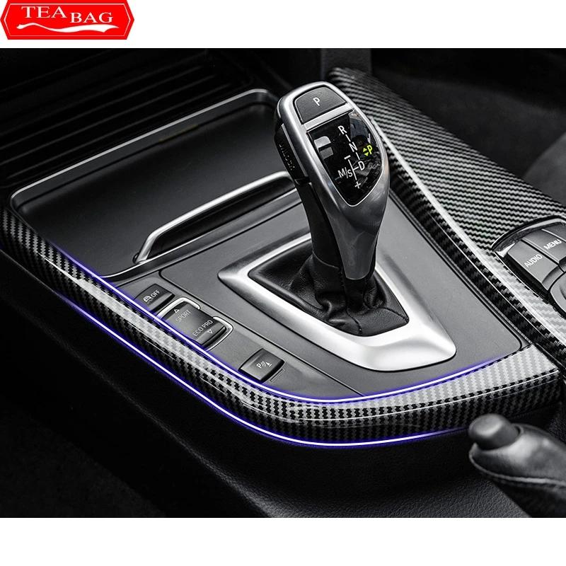 Carbon Fiber Pattern Car Gear Shift Panel Side L Shape Strips Trim Interior For Bmw 3 Serie 4 3gt F30 F31 F32 F34 F36