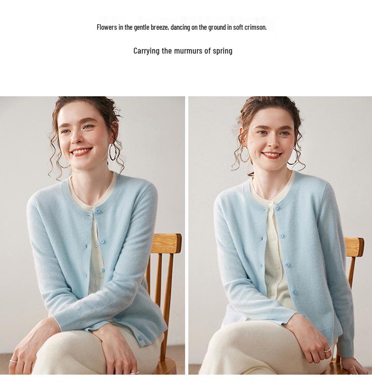 Autumn/Winter New Style Women's 100% Cashmere Knitted Two-Piece Look Cardigan Sweater