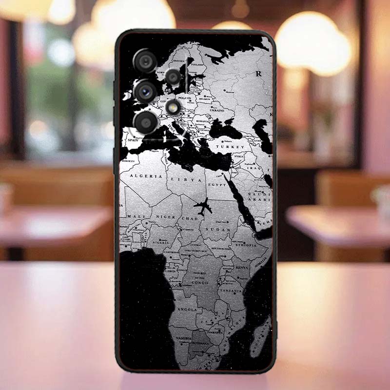 Coque de téléphone motif avion Fashion Pour Samsung A41 A35 A34 A33 A32 A25 A24 A23 A21s A06 A05 A04 A03 Note 10 20 Ultra 5G Noir