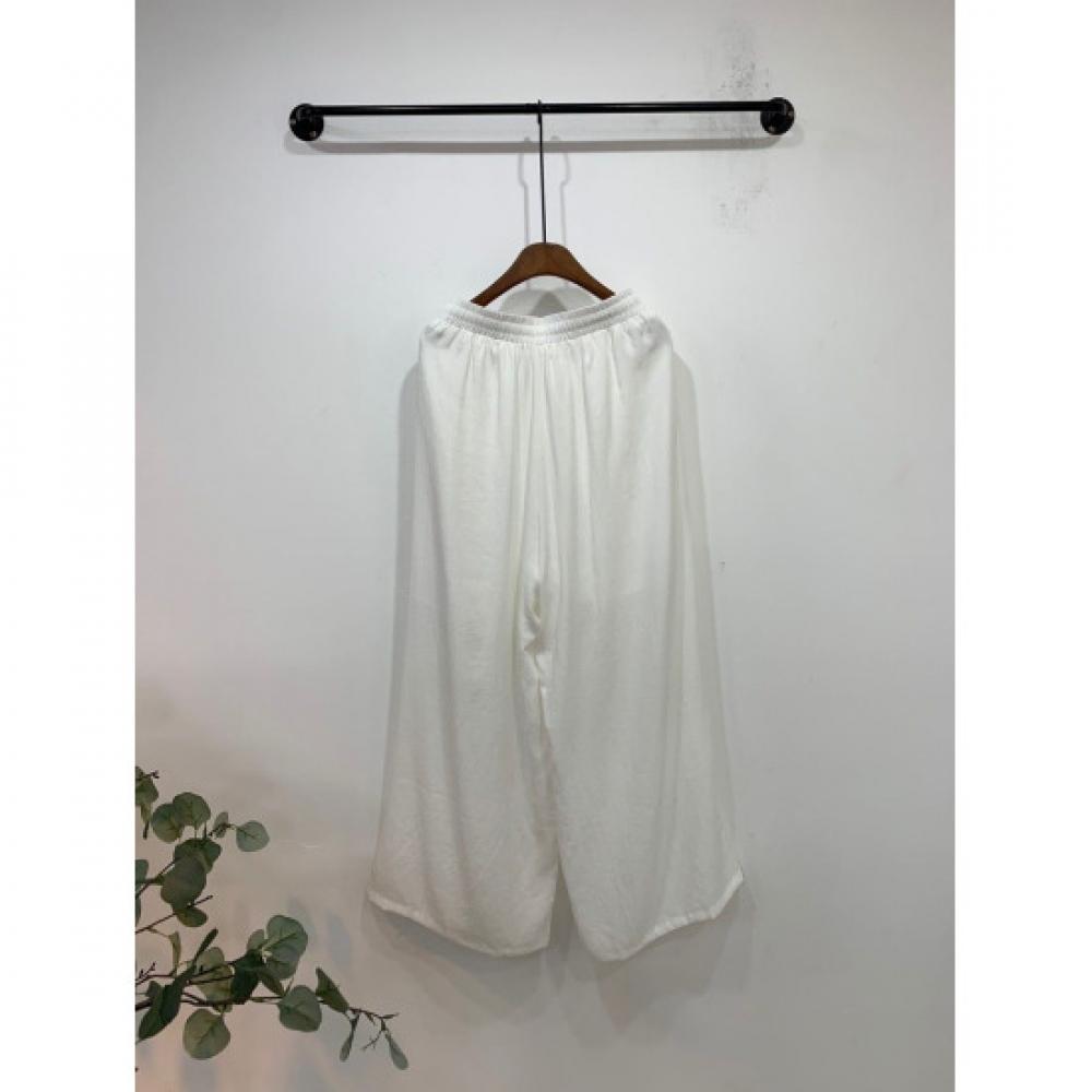 C S In The Room  Free  SCrew Pendant pIntuCk bandIng Wide pantS 3Color