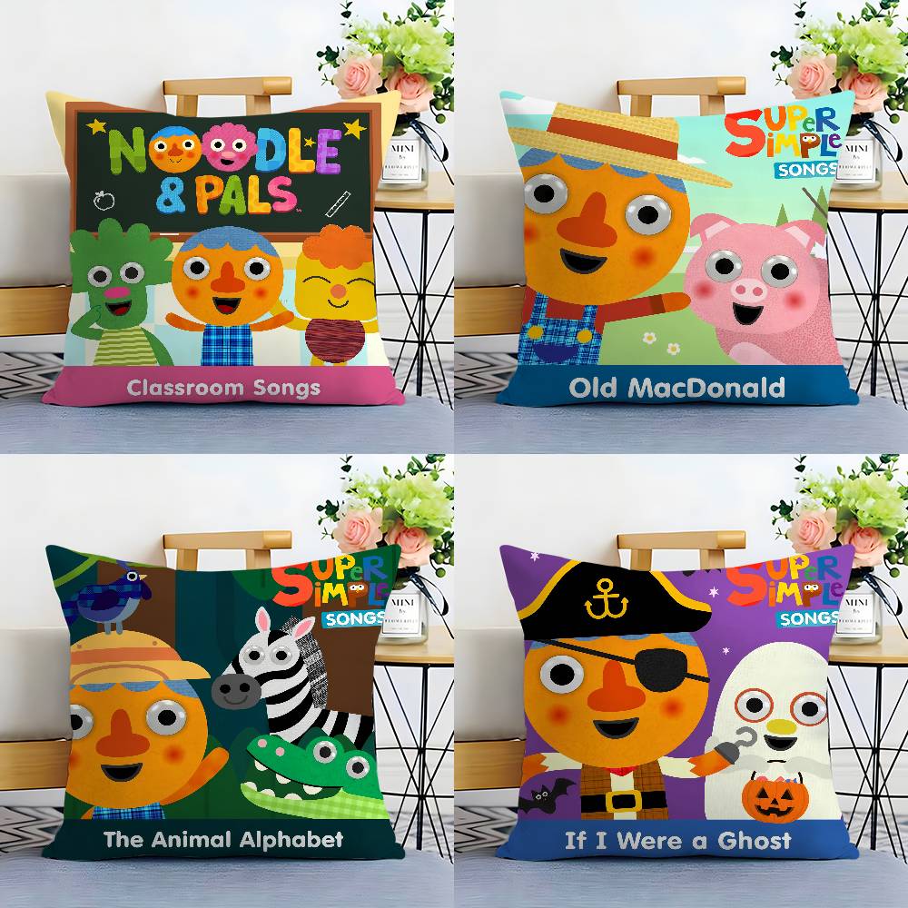Cartoon Noodle & Pals Pillow Case Sofa Living Room Bedroom Double-Sided Printing Square Cushion Nap Time Cushion Cover