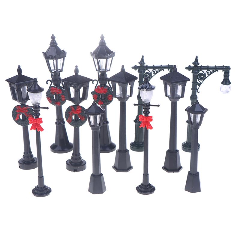 2/12Pcs Dollhouse Mini Christmas Street Lights Garden Street Lights Simulation Model Miniatures Lights Ornaments Home Decor