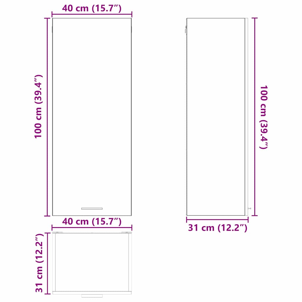 Hanging Cabinet Sonoma Oak 40 X 31 X 100 Cm Particleboard