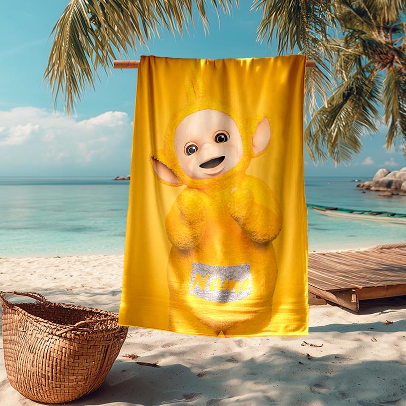Asciugamano da Spiaggia Ultra-Morbido Personalizzato con Tema Teletubbies, Ideale per Piscina - Campeggio, Immersioni - Essenziale Perfetto da Viaggio, Asciugamano da Spiaggia Vivace.