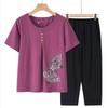 Women's Summer 2026 Short-Sleeved Two-Piece Set for Middle-Aged Moms and Elderly Women