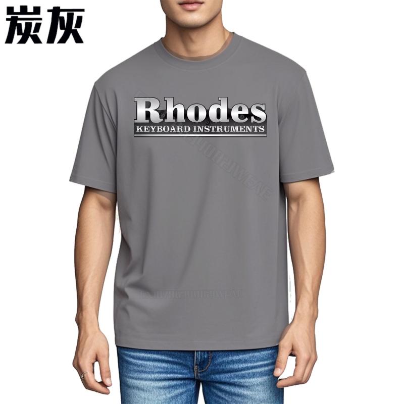 Rock tshirt Comfortable Casual Tee Rhodes Keyboard InstruUnisexts On Black ONeck Classic Tshirt Cool Minimalist Tshirt ONeck