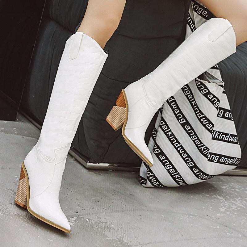 Women's High Heel Boots Fashion Solid Color Pointed Thick Heel Large Versatile Martin Boots
