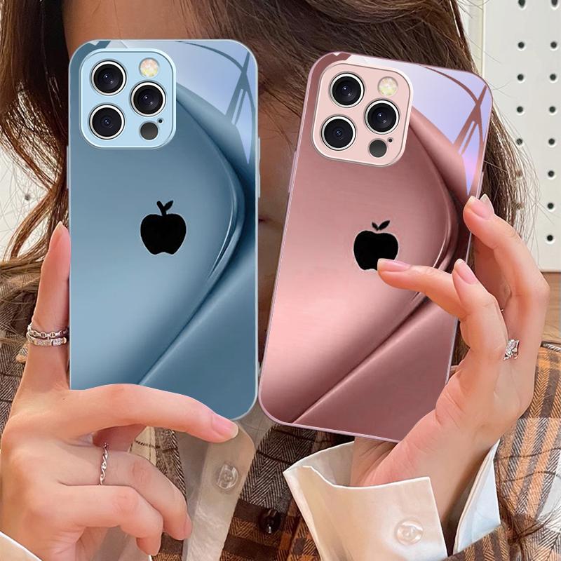 Einfacher violetter Farbverlauf für iPhone 16 E 15 14 13 Plus 12 mini 11 Pro Max XR Xs Max 16E X 7 8 6 6S 22 Gehärtetes Glas Handyhülle