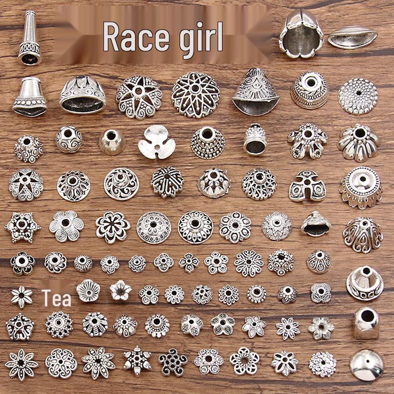 Antique Silver Flower Spacer Beads: Multi-Style, Hollow Design for DIY Bracelets & Necklaces