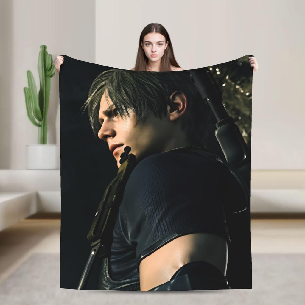 Leon Kennedy Throw Blanket Super Soft Funny Blanket  For Couch Chair Travel Flannel Bedspread Bed Cover