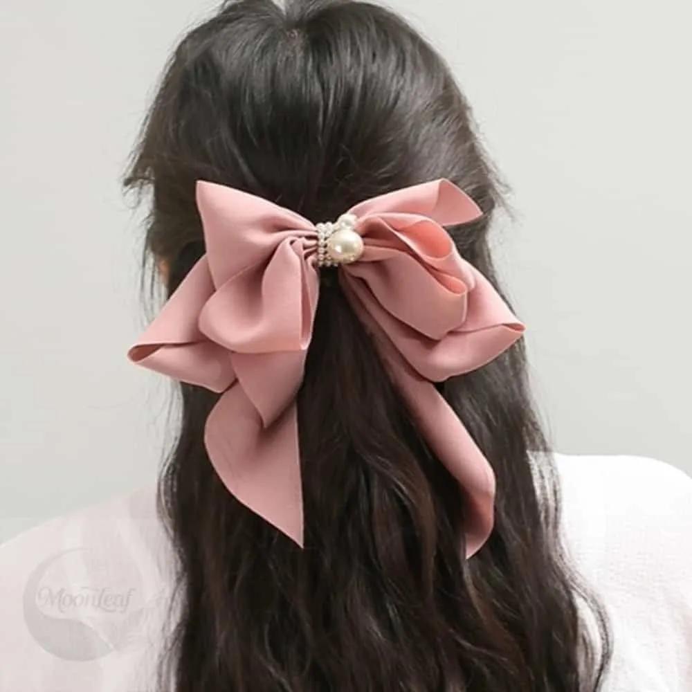MLSTORE Butterfly Pearl Pink Automatic Hairpin Goddess Hairstyle Ribbon Hairpin