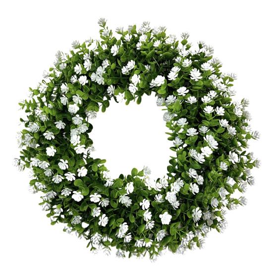 Artificial Flower Wreath Reusable Fake Eucalyptus Garland Faux Greenery Colorful Flower Wreath for Holiday Wedding Front Door Mantel Decor