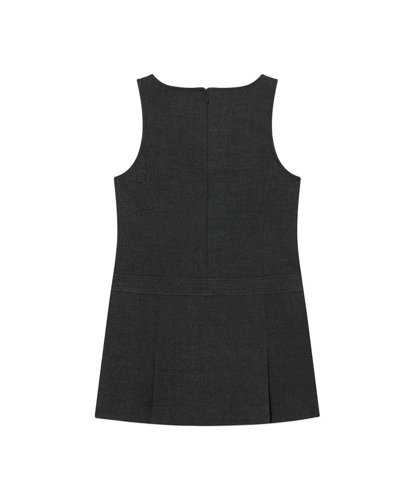 Covernat Woman Pleated Layered Dress Charcoal
