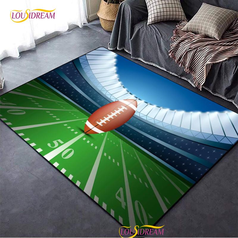 Alfombra Personalizada de Cancha de Fútbol Americano, Alfombra para Decoración de Sala de Estar Dormitorio, Alfombra Antideslizante para Piso de Cocina Baño para Niños