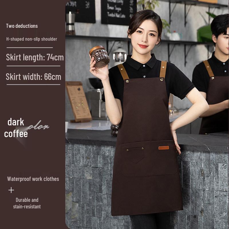 Custom Logo Canvas Apron - Waterproof, Perfect for Coffee Shops, Catering, Baking, and Artists