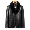 New Winter Men's Down Jacket Men's Fashion Casual Mink Fur Collar Genuine Leather Jacket Middle-aged Leather Jacket