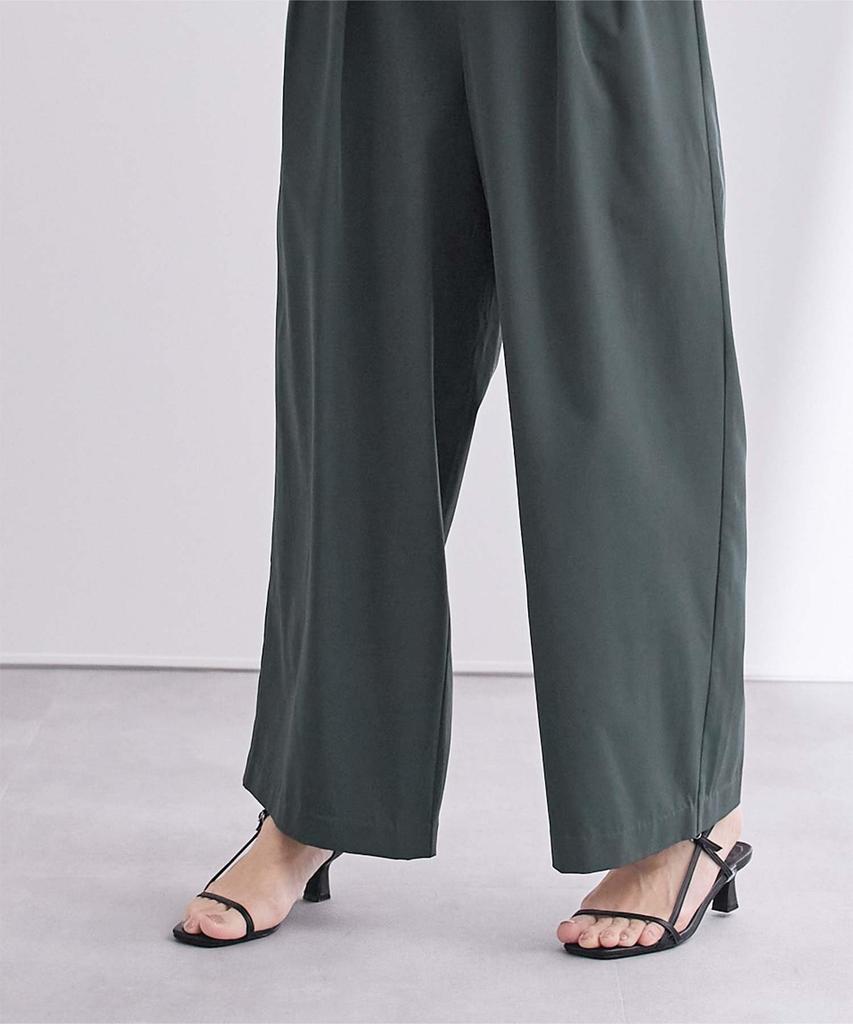 Elastic Waist Wide Pants BFXT0309 S Charcoal [Yours] Water-repellent Two-pleat Women's
