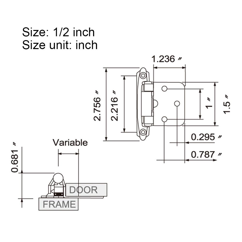 2 Pièces Charnière à Ressort Américaine Auto-Fermante avec Vis Charnières Affleurantes pour Porte d'Armoire Overlay pour Bricolage
