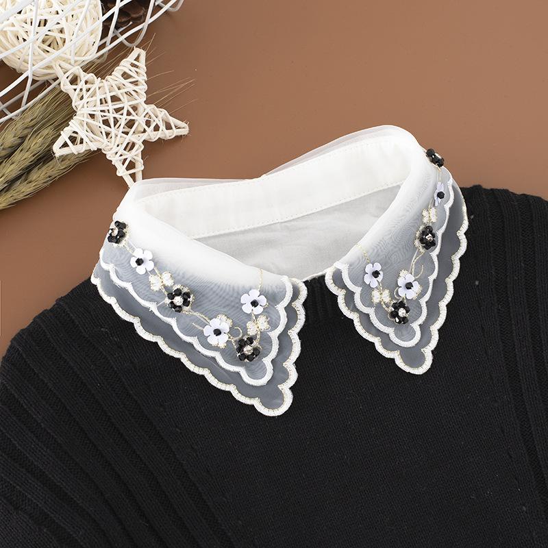 Perfect Match New Fake Collar Shirt Women White Lapel Ruffles Stand False Collar Woman Girls Detachable Collar Lace Removable Half Shirt