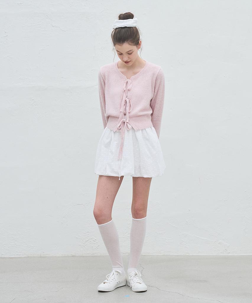 Bember Pumpkin Cotton Mini Skirt_White