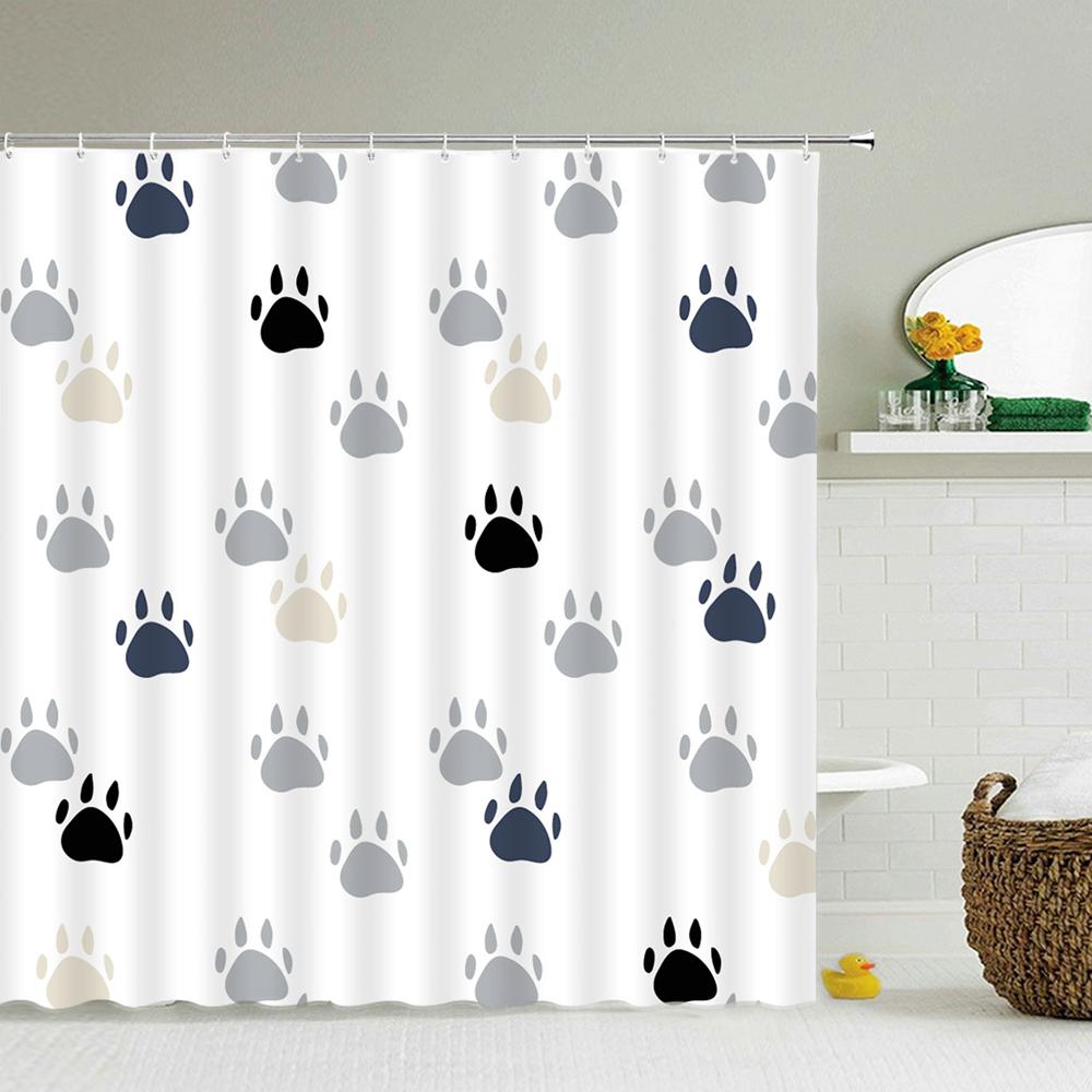 Cat Cartoon Animal Print Shower Curtain Bathroom Bathtub Shower Cover Shower Curtain With 12 Hooks Shower Curtain