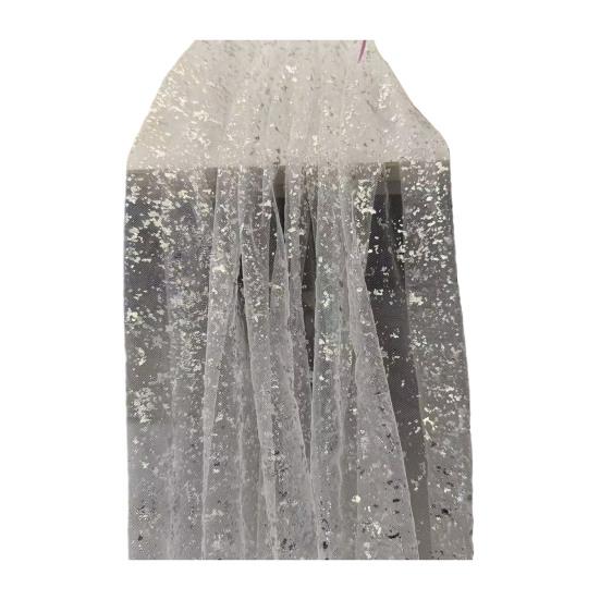 Gaze Tischläufer Durchsichtiger Chiffon Tüll Käsetuch mit Glitzer Metallfolie für Hochzeit Geburtstagsparty Jubiläum Esstisch Dekoration