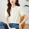 Spitze Rundhals Kurzarmshirt für Sommer Neu Pendeln Süßer Stil Nische Schickes Oberteil