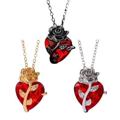 Dunkle Romantik Legierung Halskette Mit Komplexem Rosen Design Verstellbare Länge Halskette Gothic Stil Schmuck Zubehör