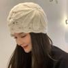 Handmade Crocheted Headgear, White Hair Wool Hat, Autumn and Winter Cold-proof and Warm Hat, Women's Hollow Knitted Hat, Melon Fur Hat
